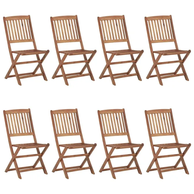 Chaises pliables de jardin lot de 8 avec coussins Bois d'acacia