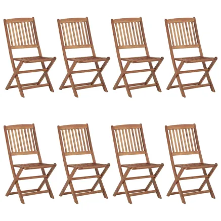 Chaises pliables de jardin lot de 8 avec coussins Bois d'acacia 2