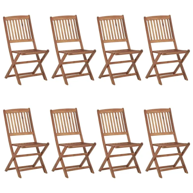 Chaises pliables de jardin lot de 8 avec coussins Bois d'acacia