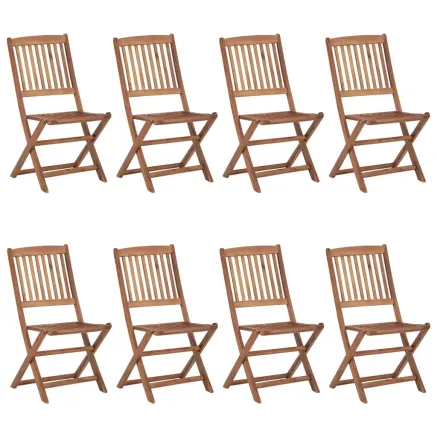 Chaises pliables de jardin lot de 8 avec coussins Bois d'acacia 2
