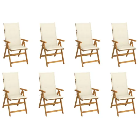 Chaises pliables de jardin avec coussins lot de 8 Bois d'acacia