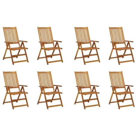 Chaises pliables de jardin avec coussins lot de 8 Bois d'acacia