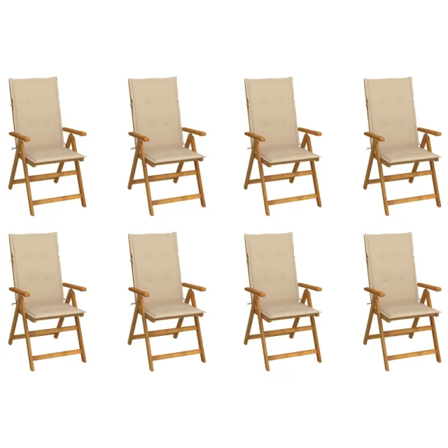 Chaises pliables de jardin avec coussins lot de 8 Bois d'acacia