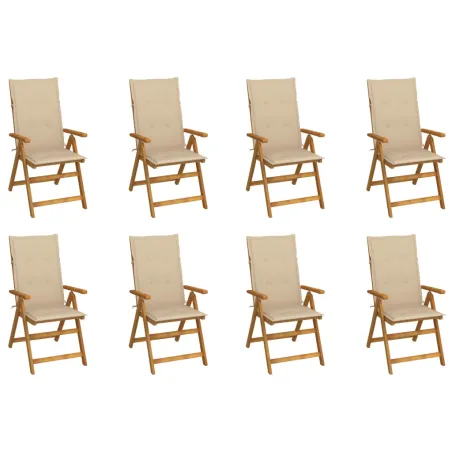Chaises pliables de jardin avec coussins lot de 8 Bois d'acacia