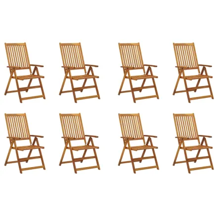 Chaises pliables de jardin avec coussins lot de 8 Bois d'acacia 2