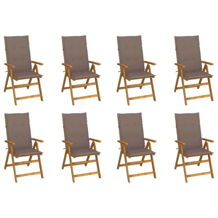 Chaises pliables de jardin avec coussins lot de 8 Bois d'acacia