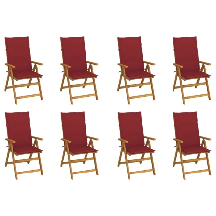 Chaises pliables de jardin avec coussins lot de 8 Bois d'acacia