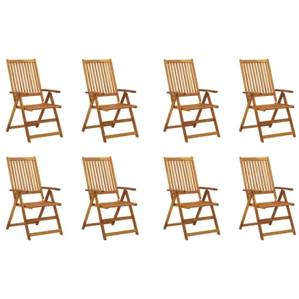 Chaises pliables de jardin avec coussins lot de 8 Bois d'acacia 2