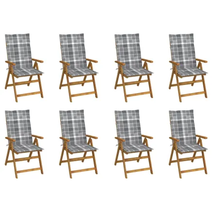 Chaises pliables de jardin avec coussins lot de 8 Bois d'acacia