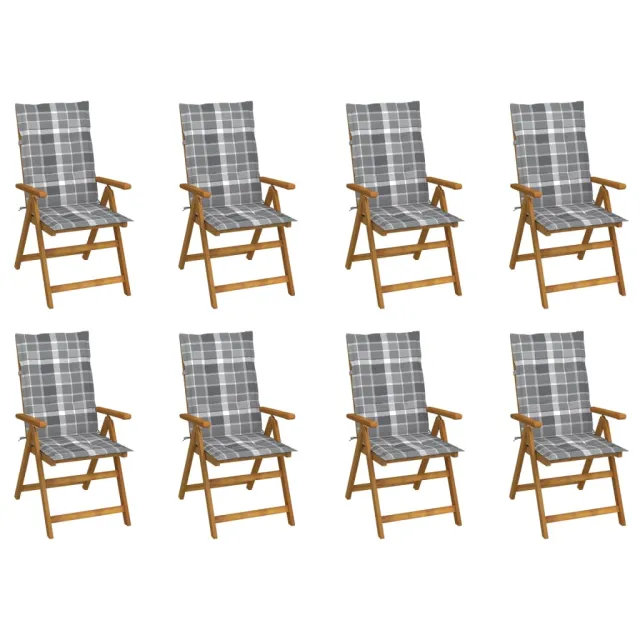Chaises pliables de jardin avec coussins lot de 8 Bois d'acacia