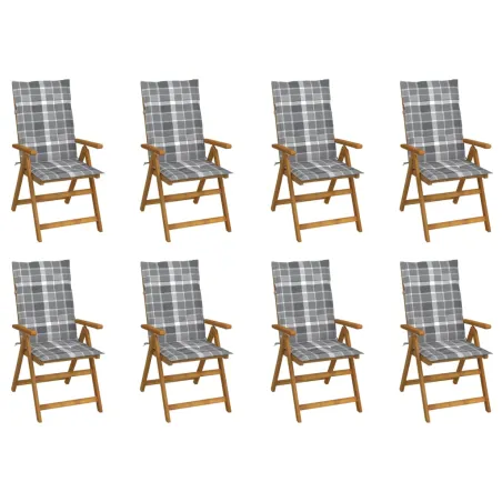 Chaises pliables de jardin avec coussins lot de 8 Bois d'acacia