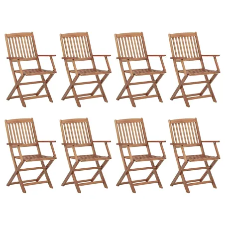 Chaises pliables d'extérieur et coussins lot de 8 Bois d'acacia