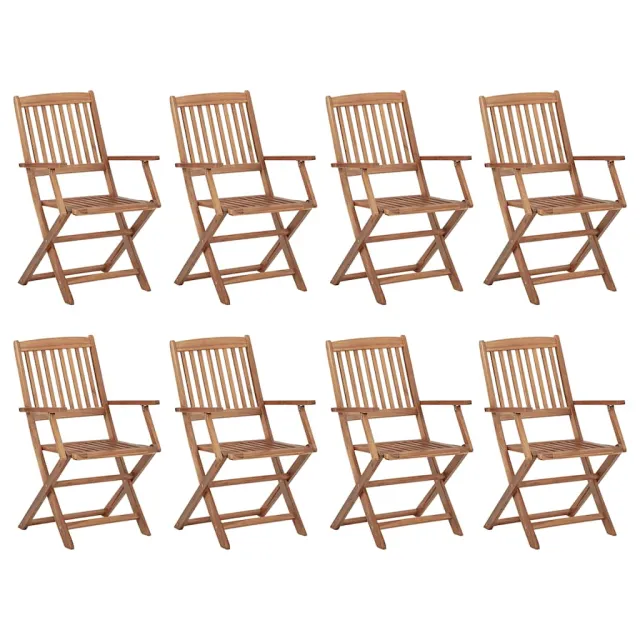 Chaises pliables d'extérieur et coussins lot de 8 Bois d'acacia