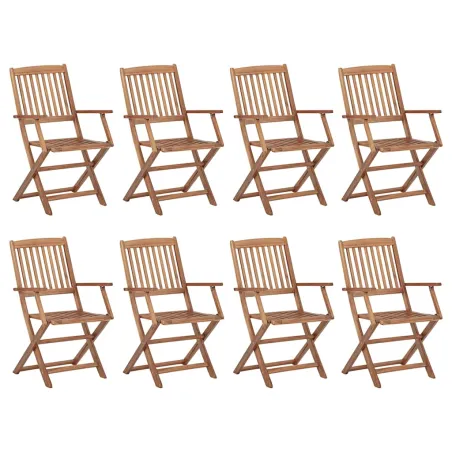 Chaises pliables d'extérieur et coussins lot de 8 Bois d'acacia