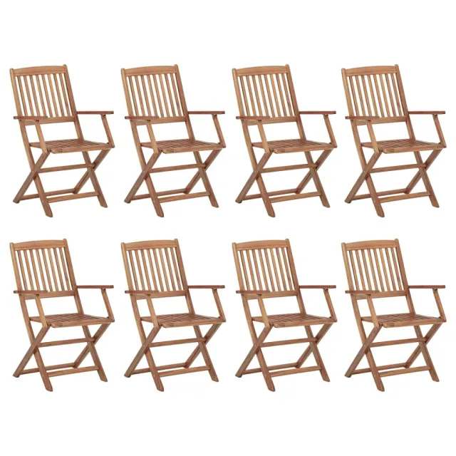 Chaises pliables d'extérieur et coussins lot de 8 Bois d'acacia