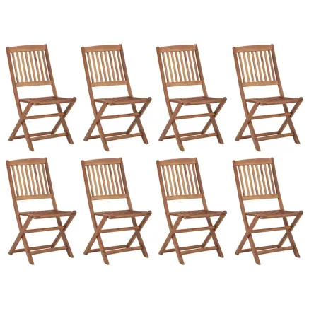 Chaises pliables d'extérieur 8 pcs Bois d'acacia solide