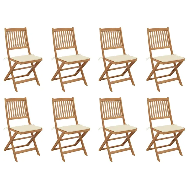 Chaises pliables d'extérieur et coussins lot de 8 Bois d'acacia