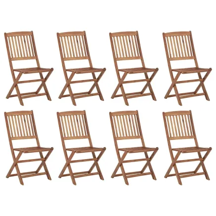 Chaises pliables d'extérieur et coussins lot de 8 Bois d'acacia 2