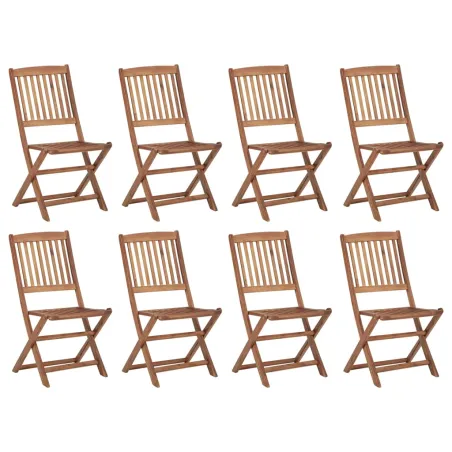 Chaises pliables d'extérieur et coussins lot de 8 Bois d'acacia