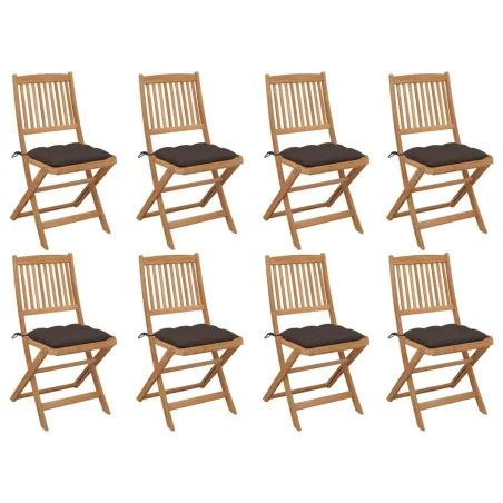 Chaises pliables d'extérieur et coussins lot de 8 Bois d'acacia