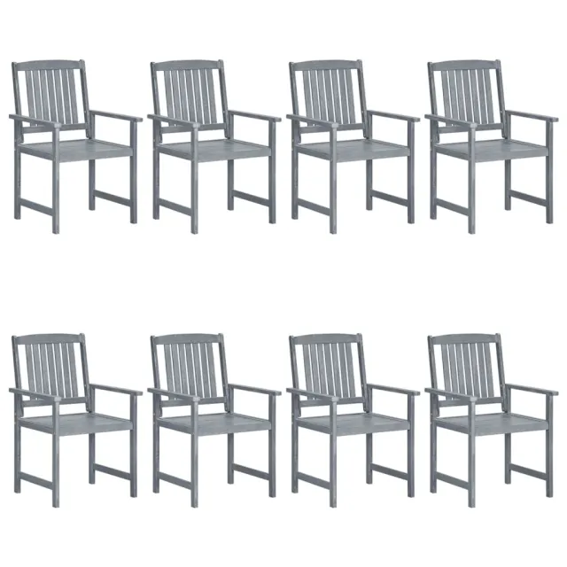 Chaises de jardin lot de 8 Bois massif d'acacia Gris