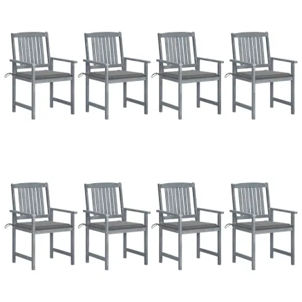 Chaises de jardin et coussins lot de 8 Bois acacia solide Gris