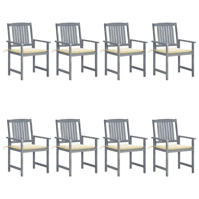 Chaises de jardin et coussins lot de 8 Bois acacia solide Gris
