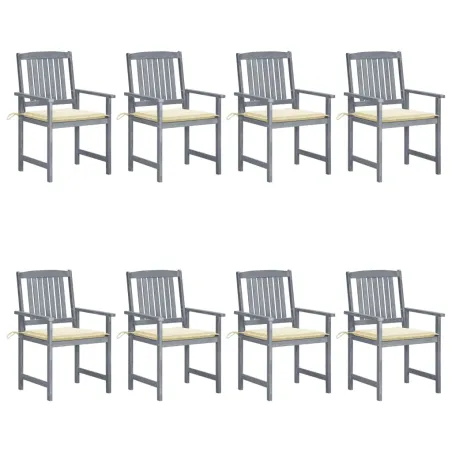 Chaises de jardin et coussins lot de 8 Bois acacia solide Gris