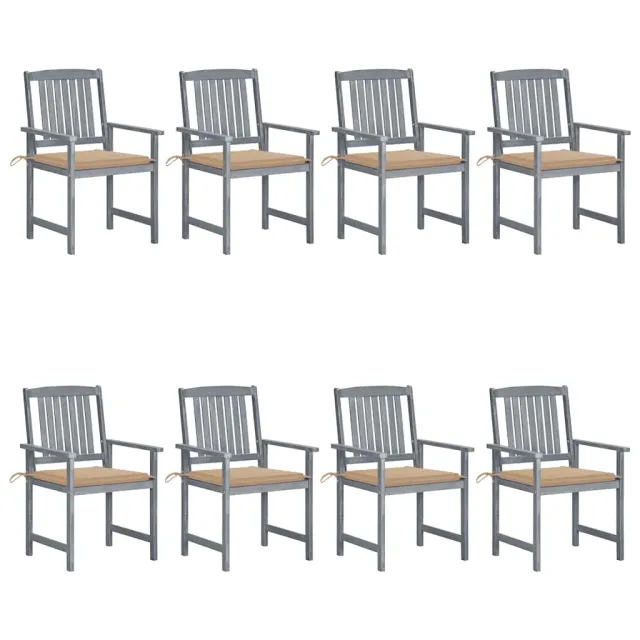 Chaises de jardin et coussins lot de 8 Bois acacia solide Gris