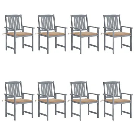 Chaises de jardin et coussins lot de 8 Bois acacia solide Gris