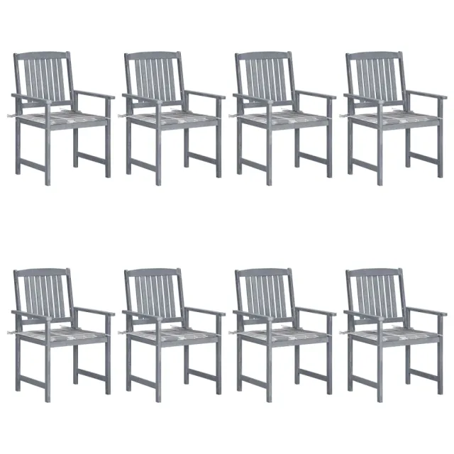 Chaises de jardin et coussins lot de 8 Bois acacia solide Gris
