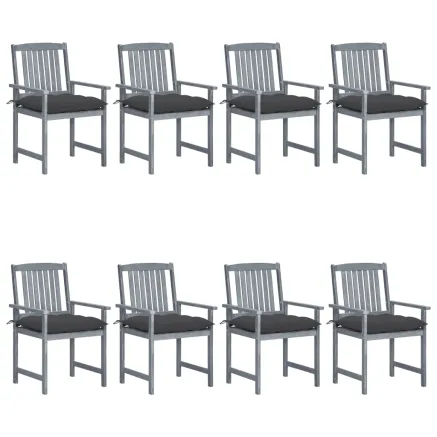 Chaises de jardin et coussins lot de 8 Bois acacia solide Gris