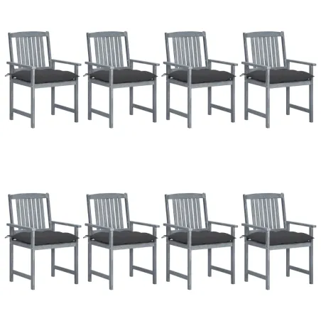 Chaises de jardin et coussins lot de 8 Bois acacia solide Gris