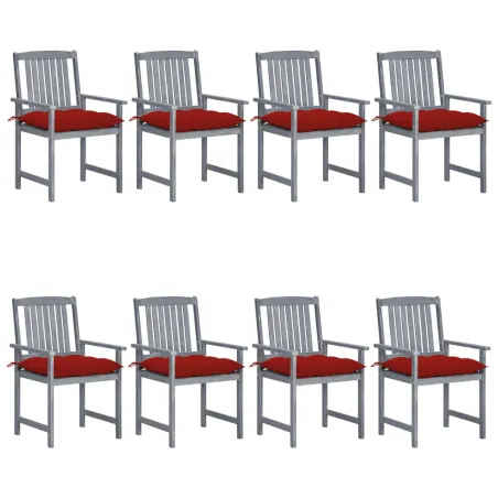 Chaises de jardin et coussins lot de 8 Bois acacia solide Gris