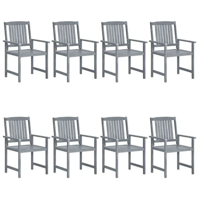 Chaises de jardin et coussins lot de 8 Bois acacia solide Gris