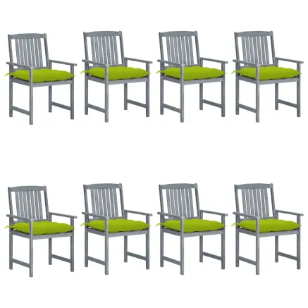 Chaises de jardin et coussins lot de 8 Bois acacia solide Gris