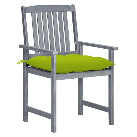 Chaises de jardin et coussins lot de 8 Bois acacia solide Gris 2