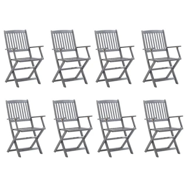 Chaises pliables d'extérieur lot de 8 Bois d'acacia solide