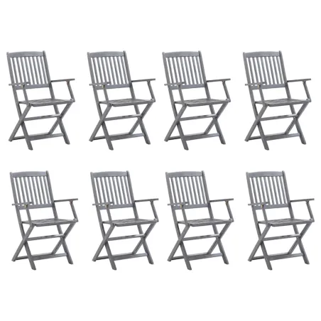 Chaises pliables d'extérieur lot de 8 Bois d'acacia solide