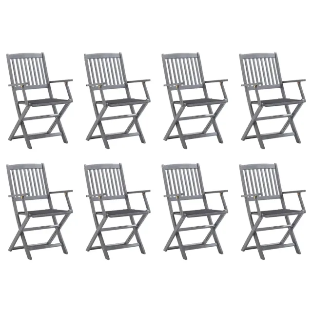 Chaises pliables d'extérieur lot de 8 et coussins Bois d'acacia