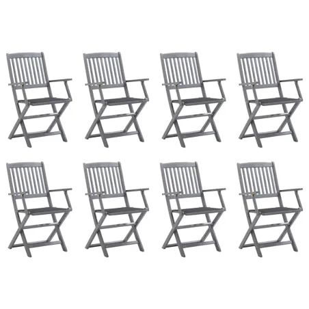 Chaises pliables d'extérieur lot de 8 et coussins Bois d'acacia