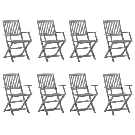 Chaises pliables d'extérieur lot de 8 et coussins Bois d'acacia