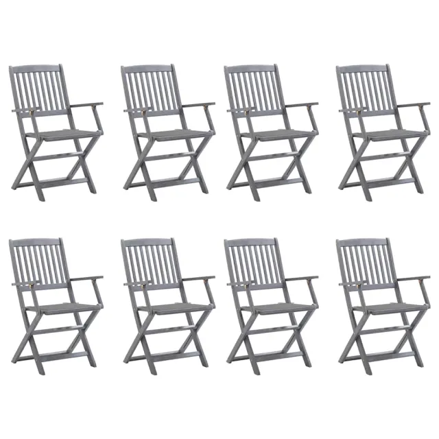 Chaises pliables d'extérieur lot de 8 et coussins Bois d'acacia