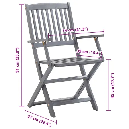 Chaises pliables d'extérieur lot de 8 et coussins Bois d'acacia