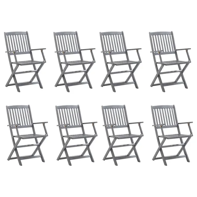 Chaises pliables d'extérieur lot de 8 et coussins Bois d'acacia