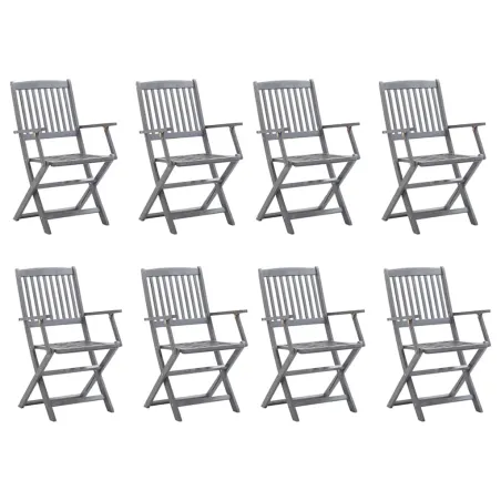 Chaises pliables d'extérieur lot de 8 et coussins Bois d'acacia