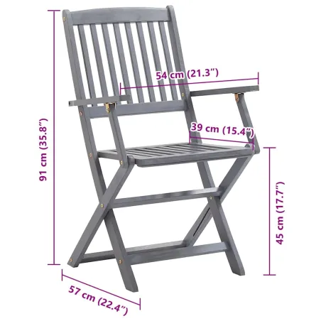 Chaises pliables d'extérieur lot de 8 et coussins Bois d'acacia