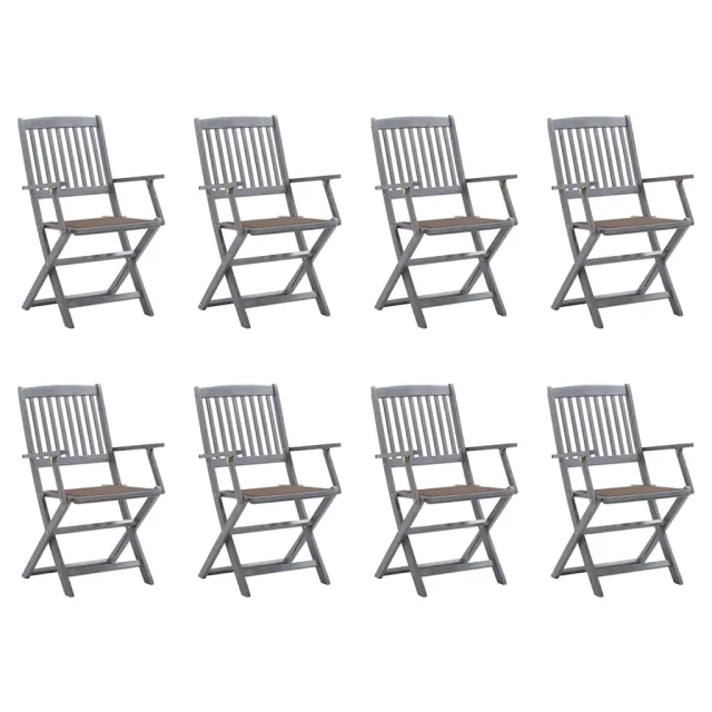 Chaises pliables d'extérieur lot de 8 et coussins Bois d'acacia