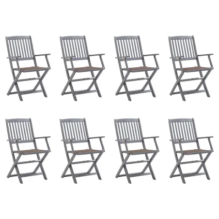 Chaises pliables d'extérieur lot de 8 et coussins Bois d'acacia