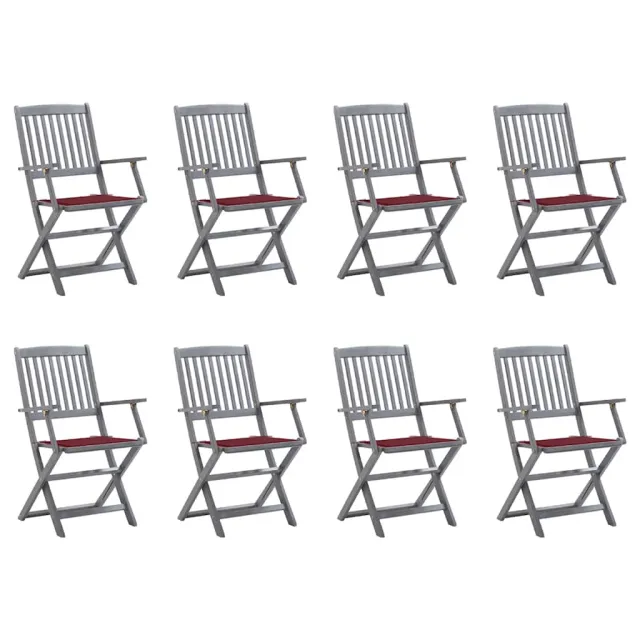Chaises pliables d'extérieur lot de 8 et coussins Bois d'acacia